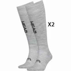 HEAD SKI GRAPHIC KNEEHIGH 2 PAIR GREY GREEN 23