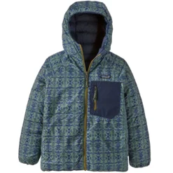 PATAGONIA K'S REVERSIBLE DOWN SWEATER HOODY TREELINE: NEW NAVY 23 -Rossignol Soldes Magasin 9 128294 68640 tlne 03