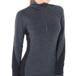 ICEBREAKER WMNS 260 WINTERZONE LS HALF ZIP JET HEATHER/BLACK 23 -Rossignol Soldes Magasin 9 62901 wmns 260 winterzone ls half zip jet heather black 104394 a01 03