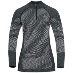 ODLO BLACKCOMB ECO BL TOP TURTLE NECK L/S HALF ZIP W BLACK SPACE DYE 23